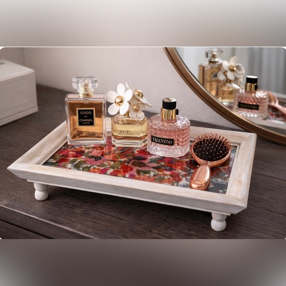 Hand Crafted Other - Hand crafted decorative vanity tray original rustic farmhouse Floral Decorative